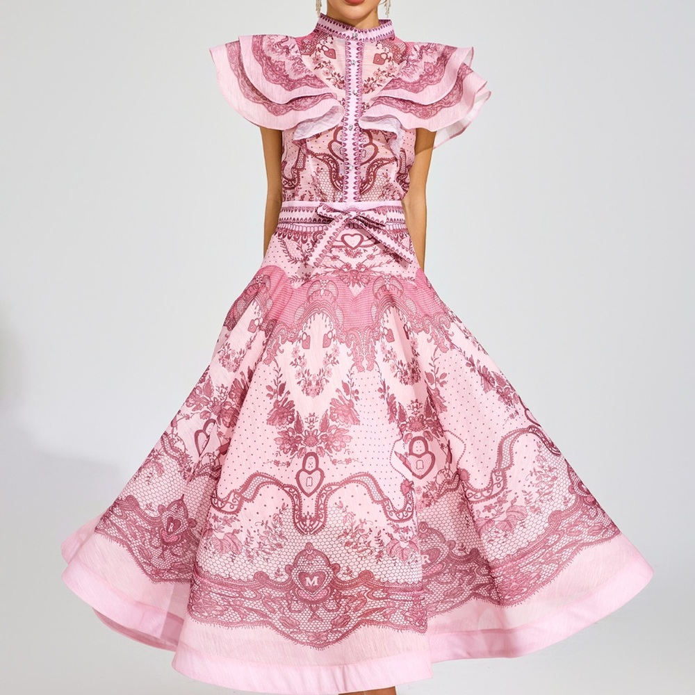 Designer-Style Pink Ruffled Two-Piece Dress Set - Picture 11 of 11